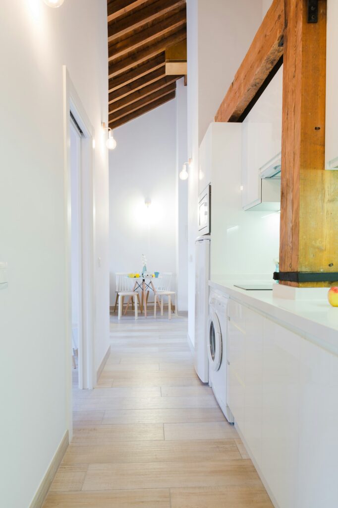 Light modern kitchen in house